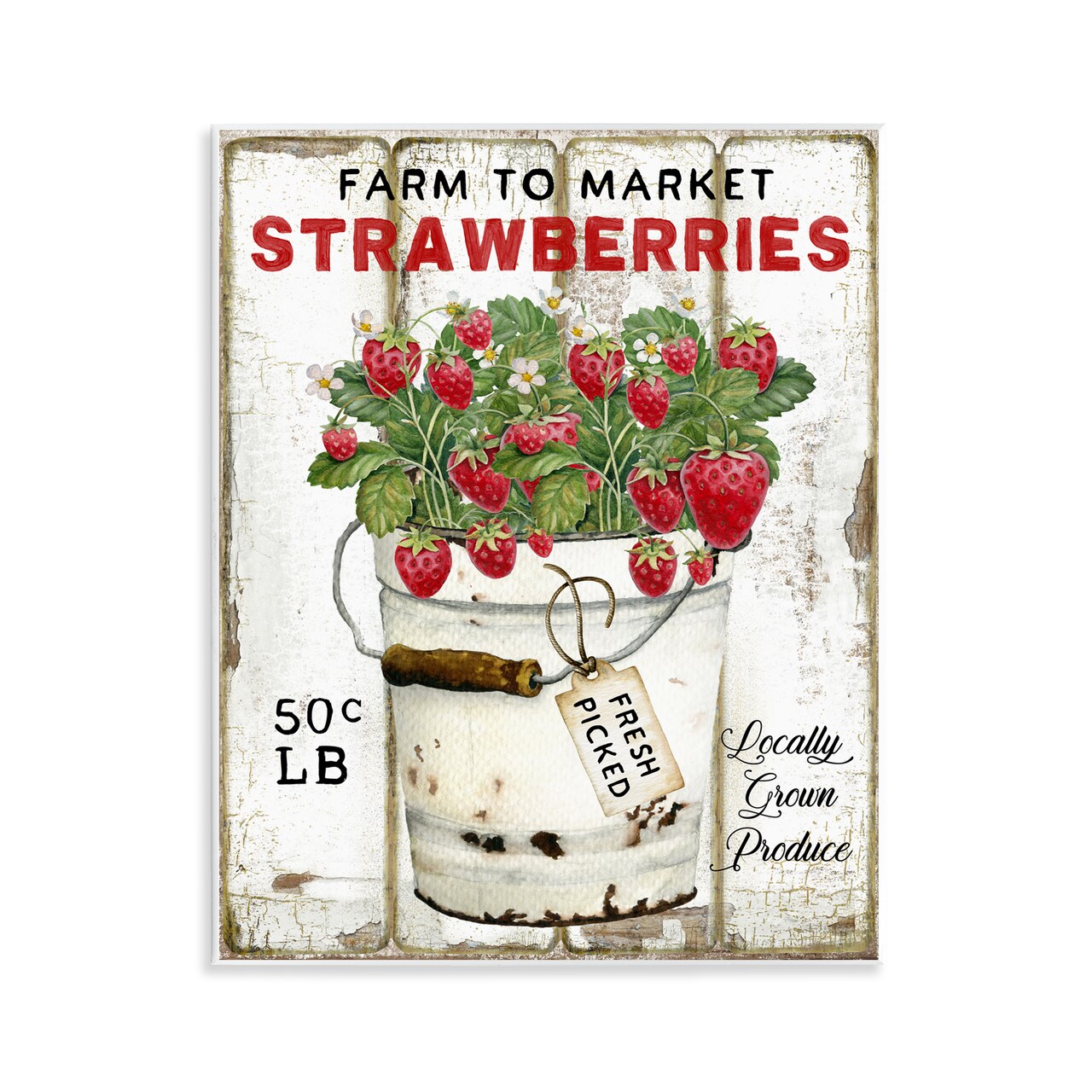 Stupell Industries Farm To Market Strawberries Wall Plaque Art Design by Creatif Belle